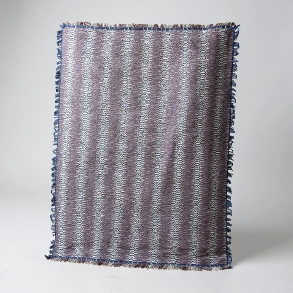 Vintage GIL TEX‎ Made in Pakistan Handwoven Blanket Purple Blue Geometric Throw